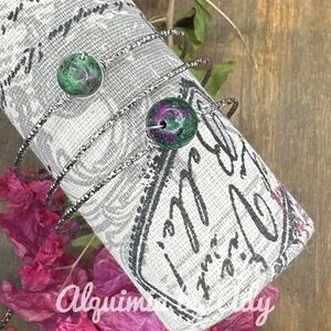 Set Silver bangle bracelet ruby zoisite brac stack